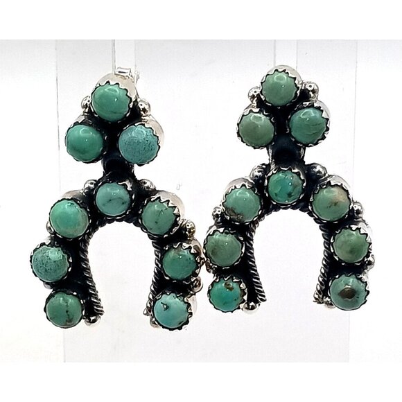 Southwest Sterling Silver Turquoise Naja Earrings Large 1.5" Long Statement - Picture 1 of 4
